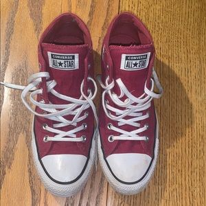 Maroon mid-top converse